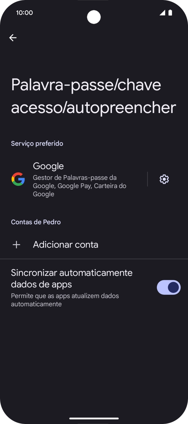 Prima Adicionar conta.