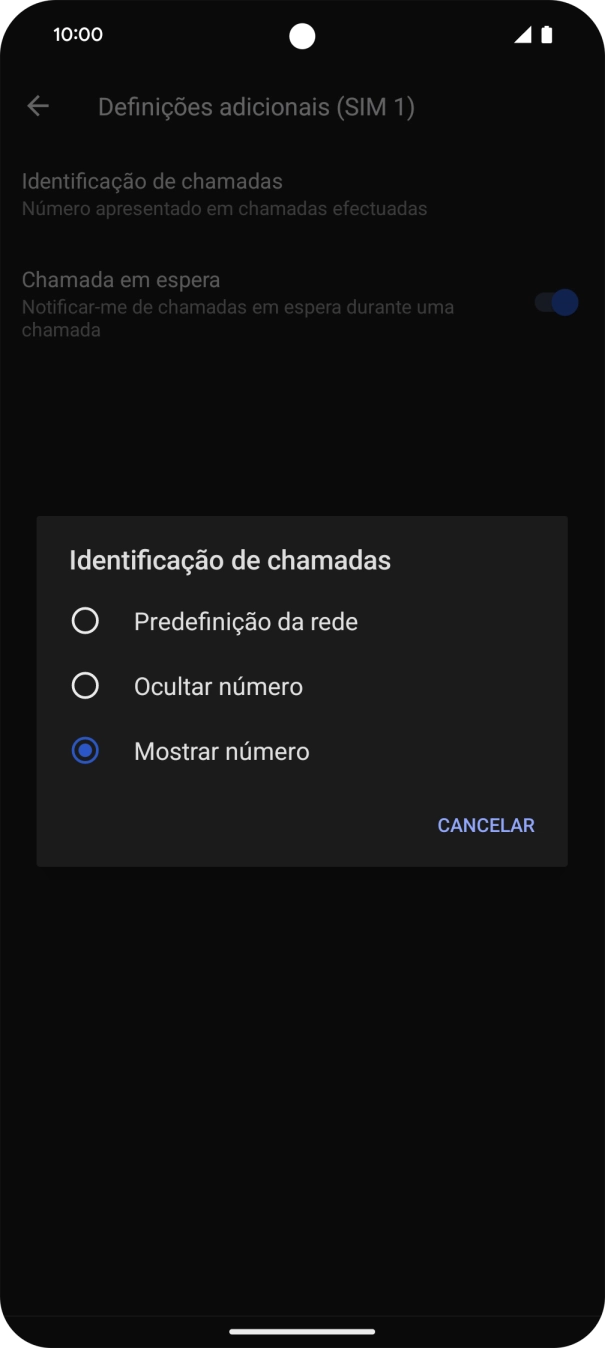 Prima Mostrar número para ativar a visualização do seu número.