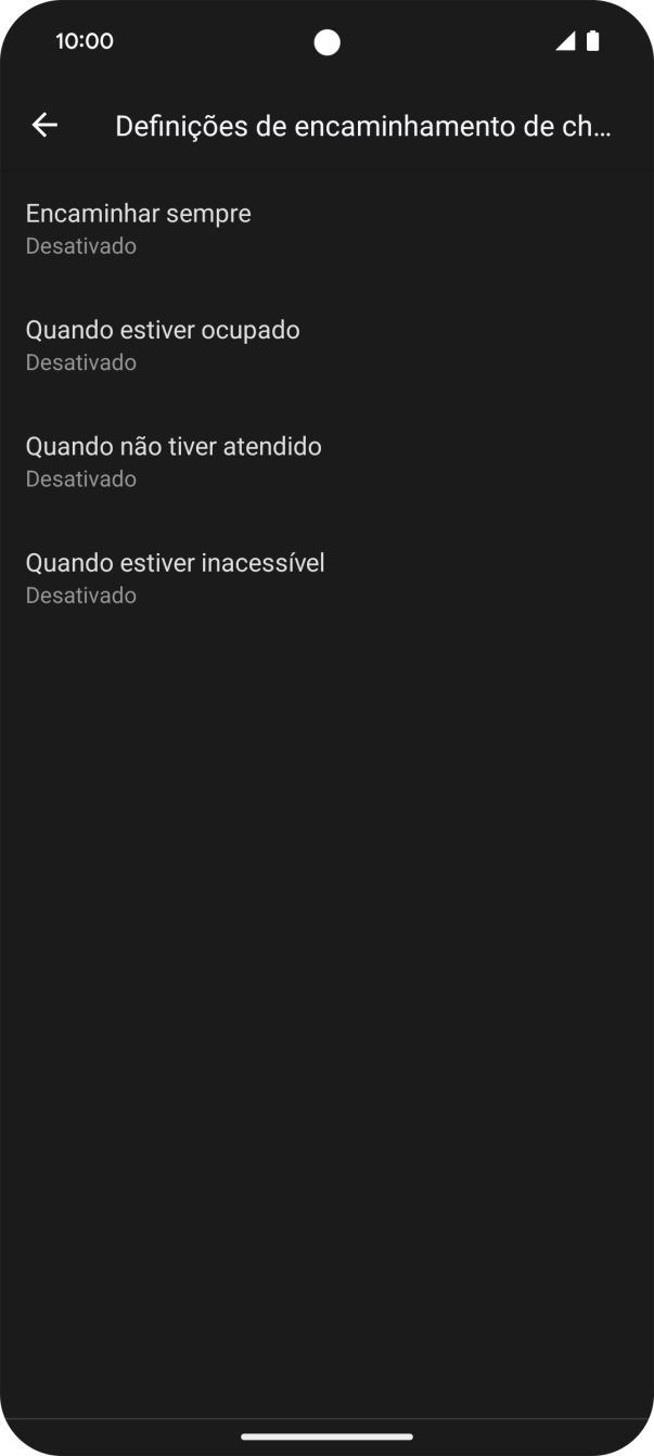 Prima o tipo de desvio pretendido.