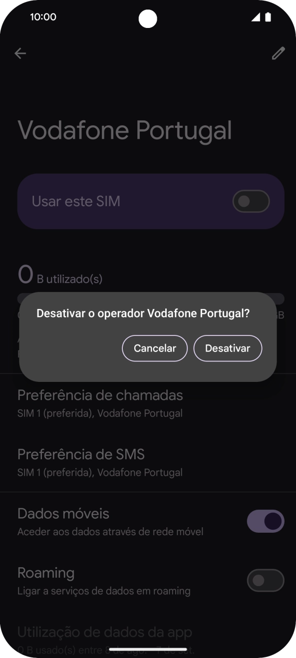 Se desativar a utilização do plano, deve premir Desativar.