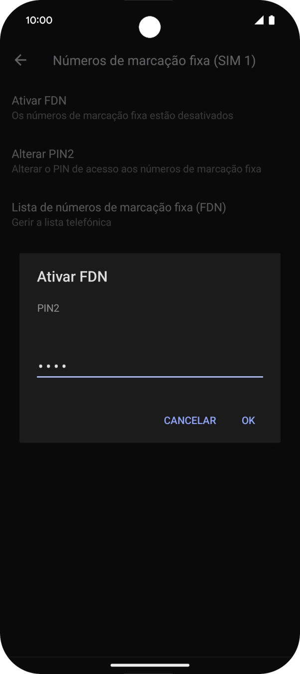 Introduza o código PIN2 e prima OK.