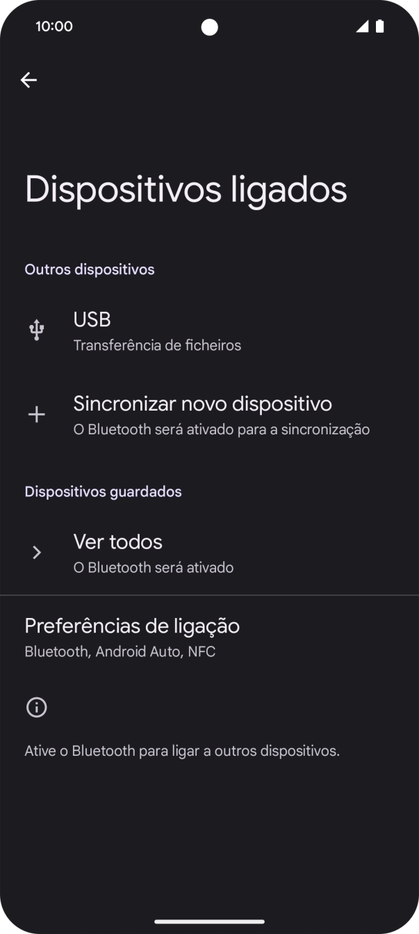 Prima Sincronizar novo dispositivo.