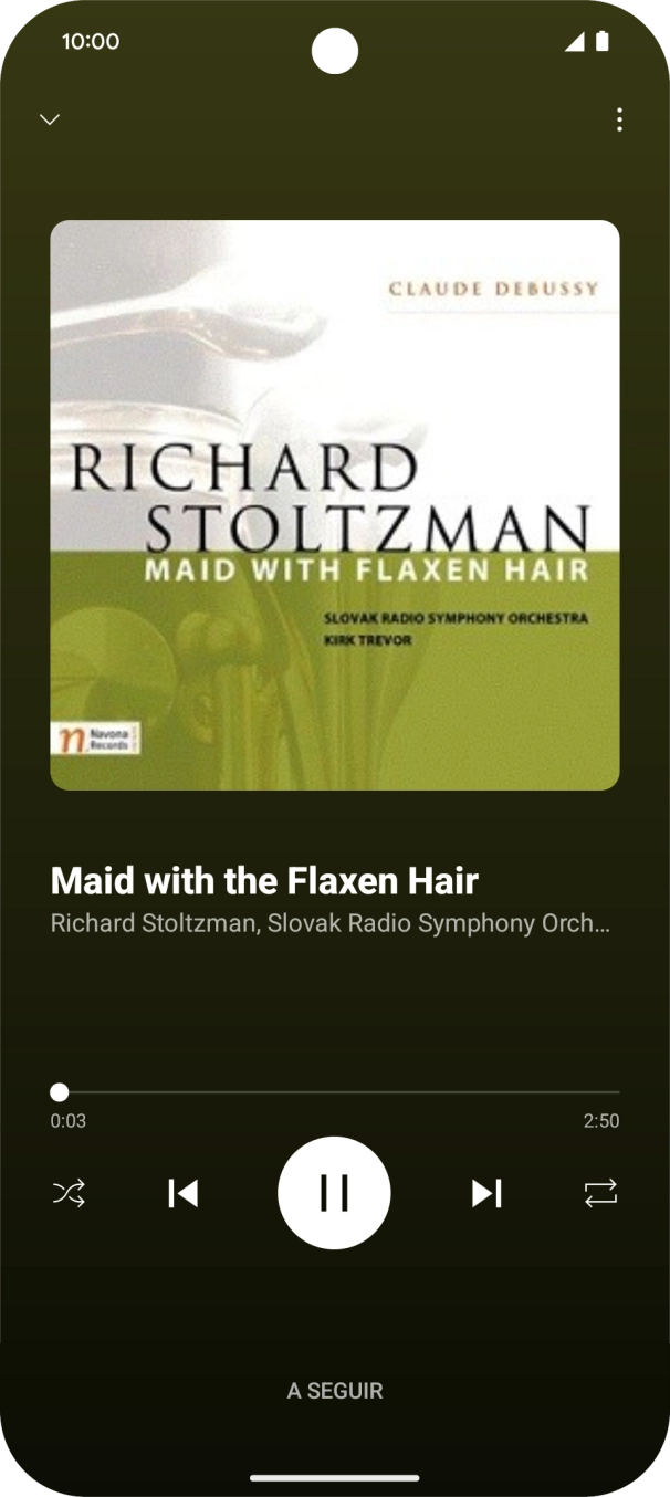 Prima a seta para a direita para ir para o ficheiro de música seguinte.