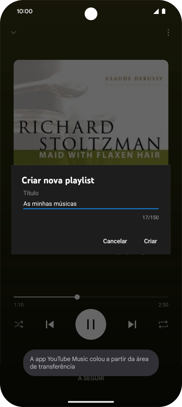 Introduza o nome pretendido para a lista de reprodução e prima Criar.