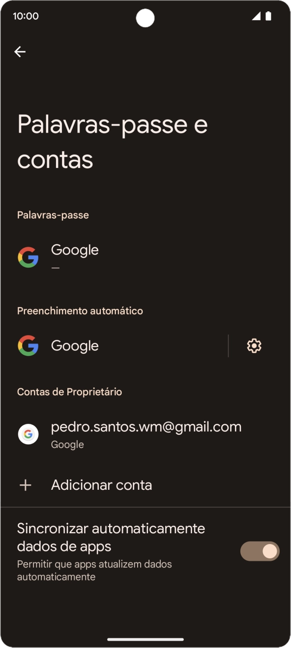 Prima Adicionar conta.