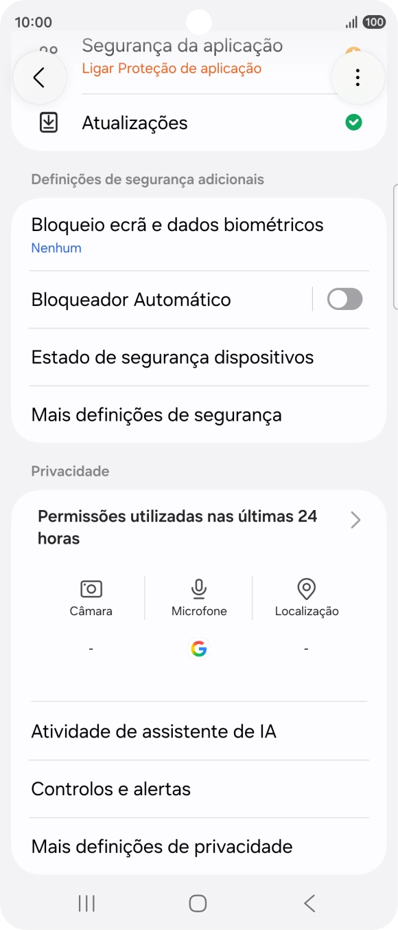 Prima Mais definições de segurança.