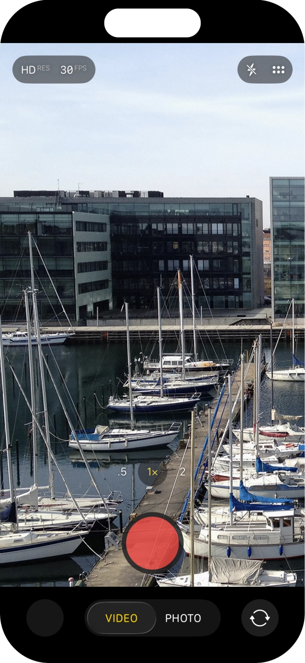 Press the record icon to start recording.