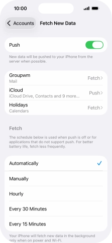 Press the indicator next to 'Push' to turn the function on or off.