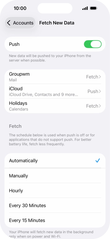 Press the indicator next to 'Push' to turn the function on or off.