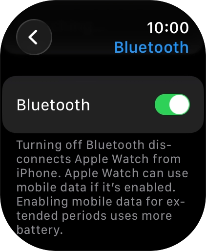 Press the indicator next to 'Bluetooth' to turn the function on or off.