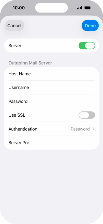 Press the indicator next to 'Use SSL' to turn on the function.