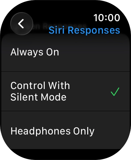 Press the required setting.