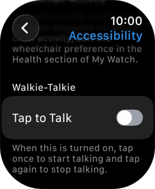 Press the required category below 'Walkie-Talkie' and follow the instructions on the screen to select the required settings.