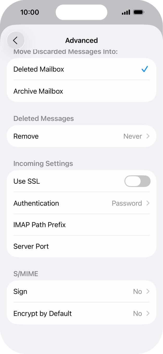 Press the indicator next to 'Use SSL' to turn on the function.