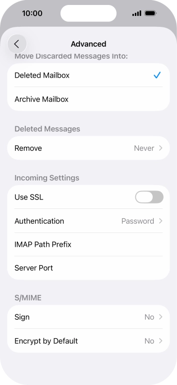 Press the indicator next to 'Use SSL' to turn on the function.