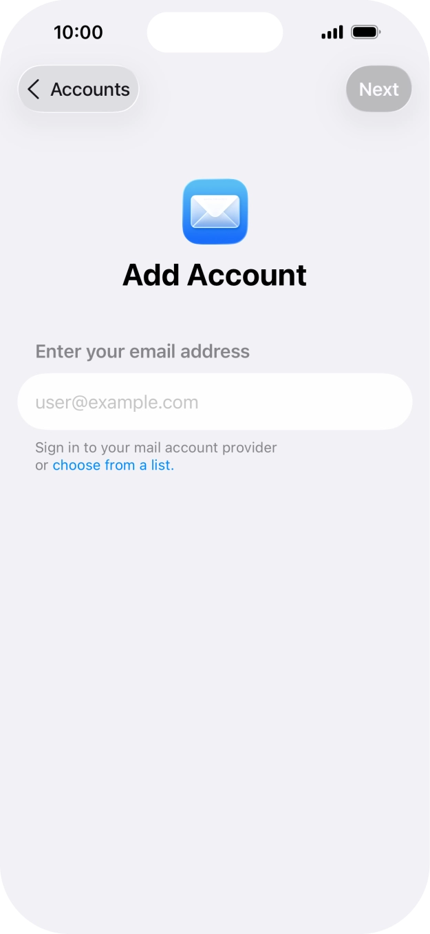 Press the field below 'Enter your email address' and key in your email address.