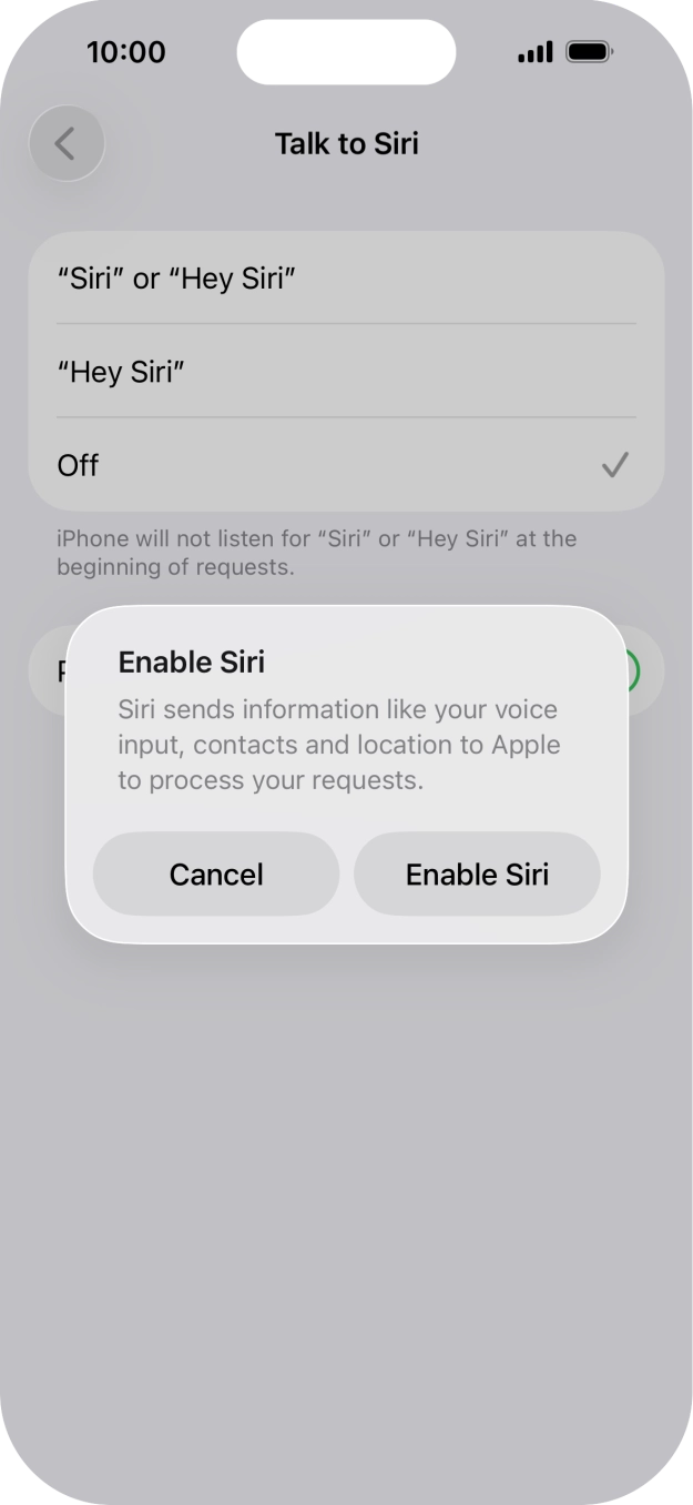 Press Enable Siri.