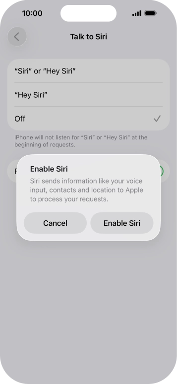 Press Enable Siri.