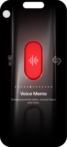 Slide your finger right or left on the screen to select the required function.