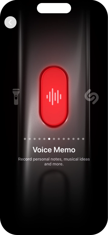 Slide your finger right or left on the screen to select the required function.