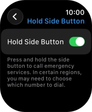 Press the indicator next to 'Hold Side Button' to turn the function on or off. Press the indicator next to 'Hold Side Button' to turn the function on or off.