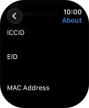 Your Apple Watch EID number is displayed below EID.