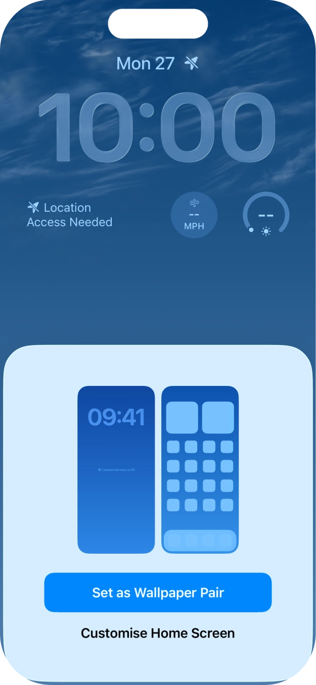 To use the same colour theme on the home screen, press Set as Wallpaper Pair. To use the same colour theme on the home screen, press Set as Wallpaper Pair.