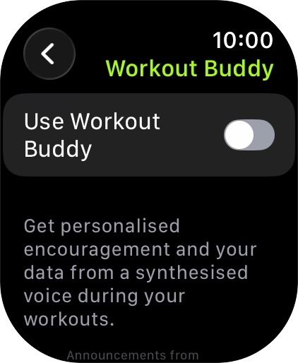 Press the indicator next to 'Use Workout Buddy' to turn on the function.