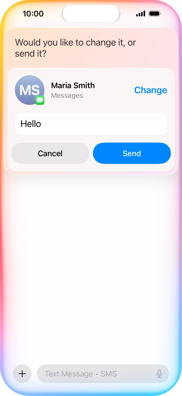 If an app is open on your phone, such as Messages, you can also use the functions available here, e.g.: REPLY [text].