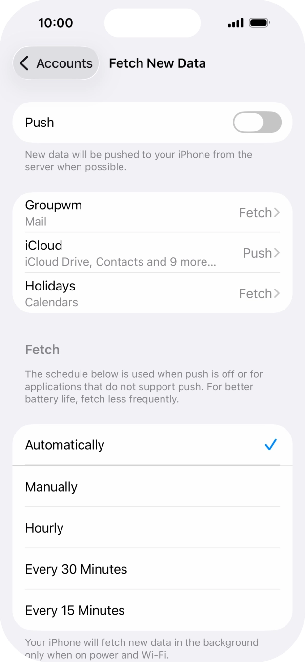 If you turn off the function, press the required setting.