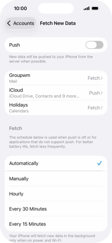 If you turn off the function, press the required setting.