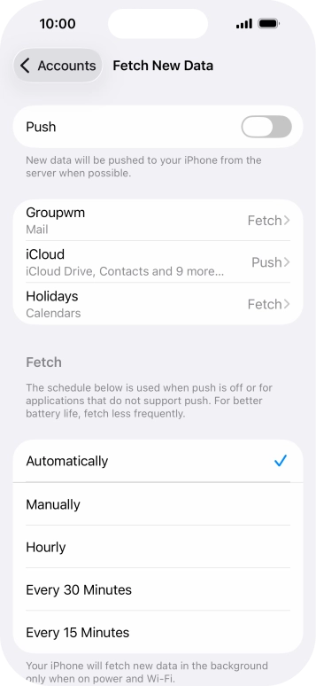 If you turn off the function, press the required setting.