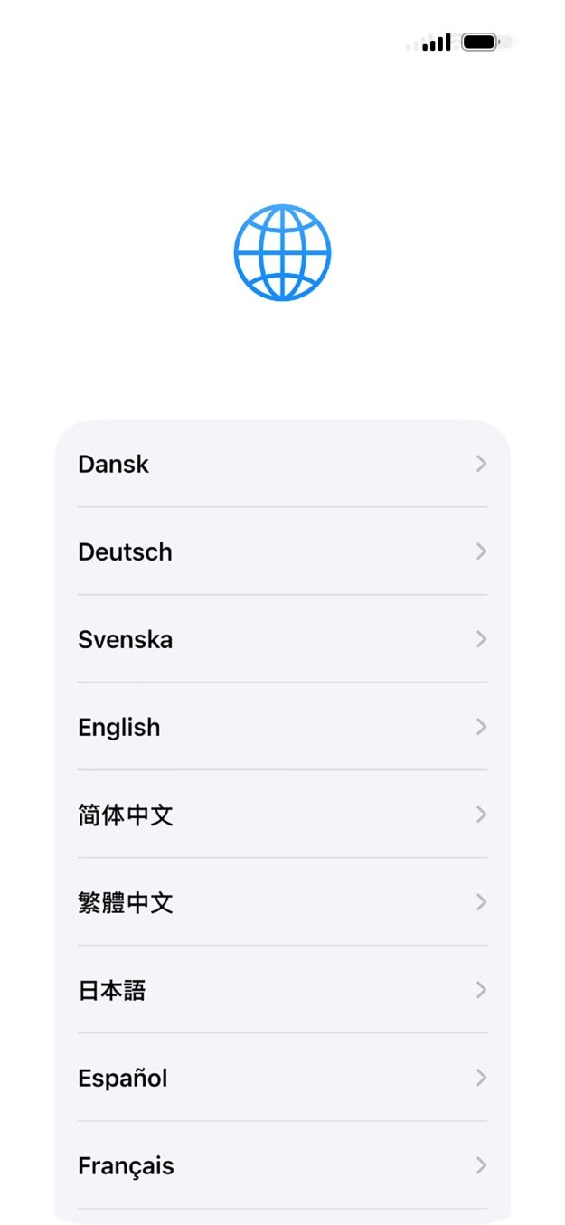 Press the required language.