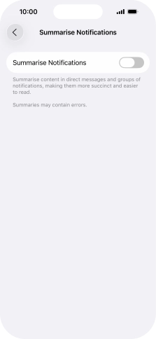 Press the indicator next to 'Summarise Notifications' to turn the function on or off.
