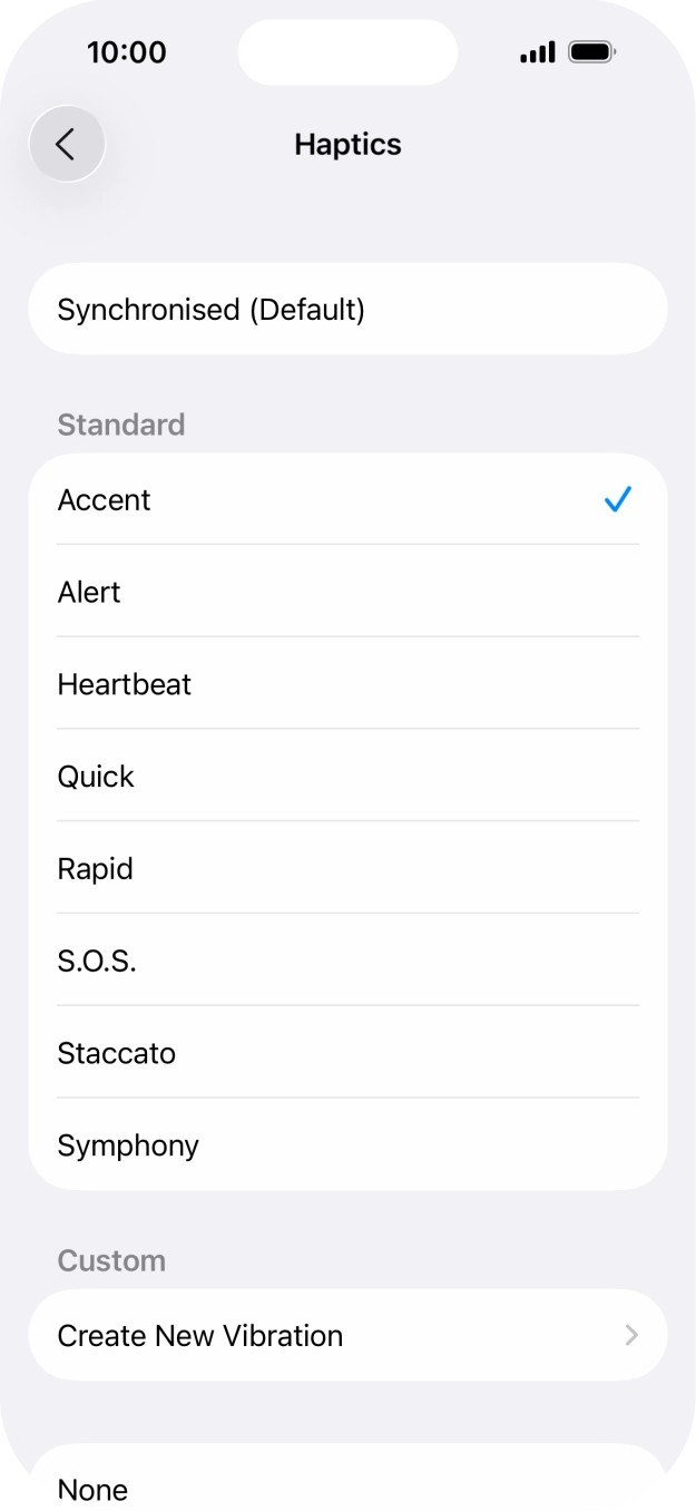 Press the required setting to turn on the function.