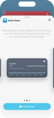Slide your finger right or left on the screen to select the required widget size. Slide your finger right or left on the screen to select the required widget size.