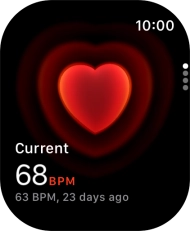 Your current heart rate is displayed below Current. Your current heart rate is displayed below Current.