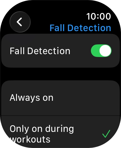 Press the indicator next to 'Fall Detection' to turn on the function.