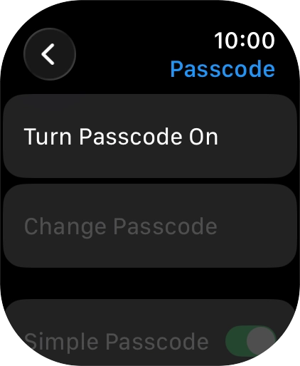Press Turn Passcode On and key in a lock code of your own choice twice.