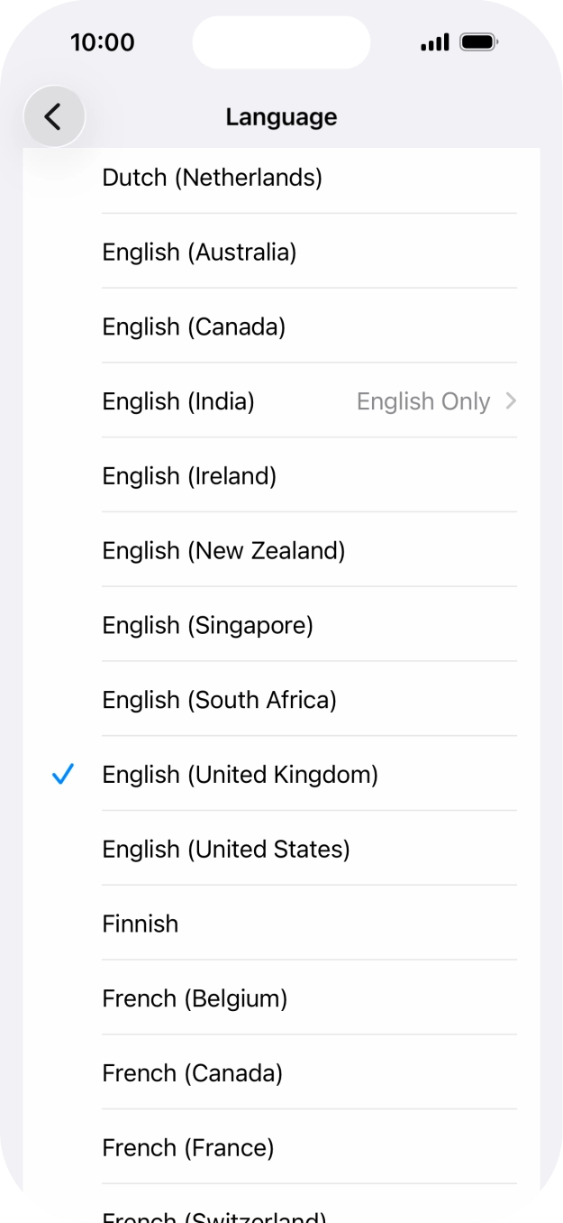 Press the required language.