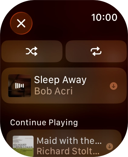 Press the shuffle icon to turn the function on or off.