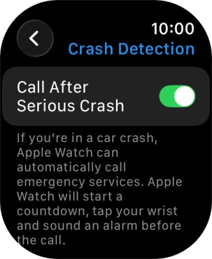 Press the indicator next to 'Call After Serious Crash' to turn on the function.