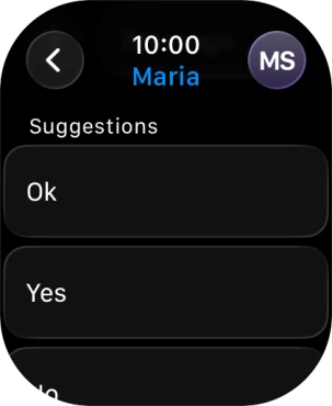 Press the required quick reply. Press the required quick reply.