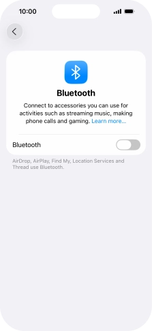 Press the indicator next to 'Bluetooth' to turn on the function.