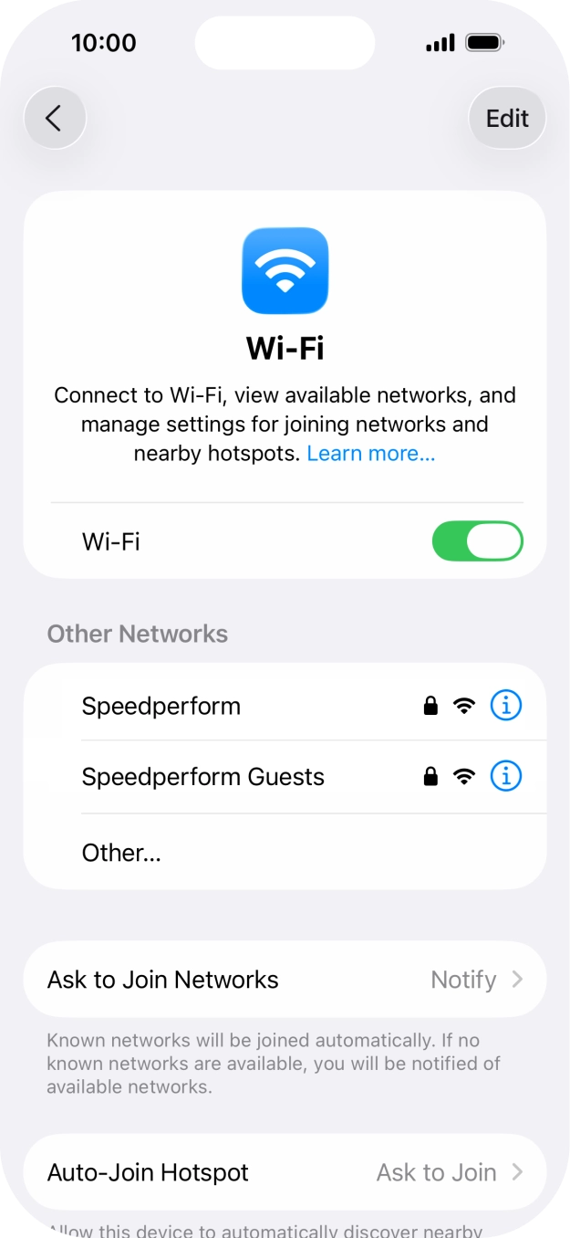 Press the required WiFi network and key in the password for the WiFi network.