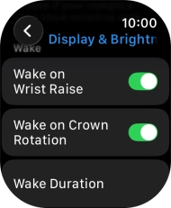 Press the indicator next to 'Wake on Wrist Raise' to turn the function on or off.