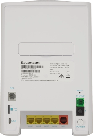 Image 2: Back view of the Sagemcom F@ST 5366 LTE