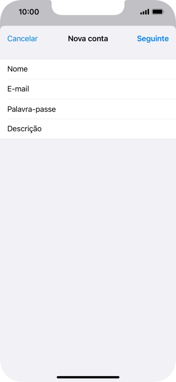 Prima Descrição e introduza o nome pretendido da conta de e-mail.