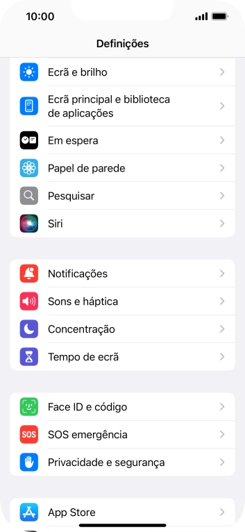 Prima Ecrã e brilho.
