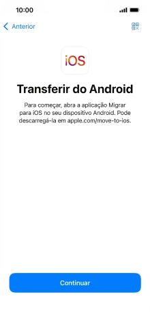 Antes de ser possível transferir conteúdo para o seu telefone, é necessário instalar a app 